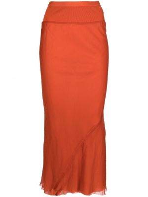 Svilena midi suknja Rick Owens narančasta