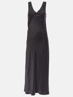 Jedwabna satynowa sukienka długa Asceno czarna