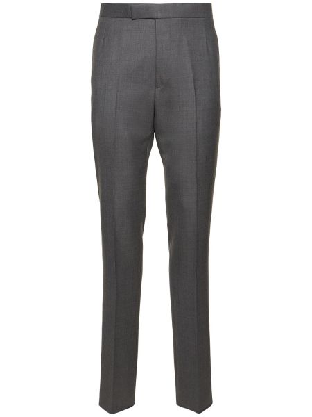 Pantalones rectos de lana Thom Browne gris