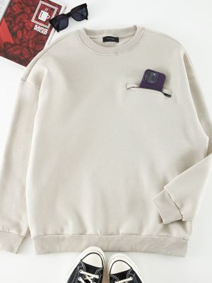 Fliso džemperis su užtrauktuku oversize su kišenėmis Trendyol