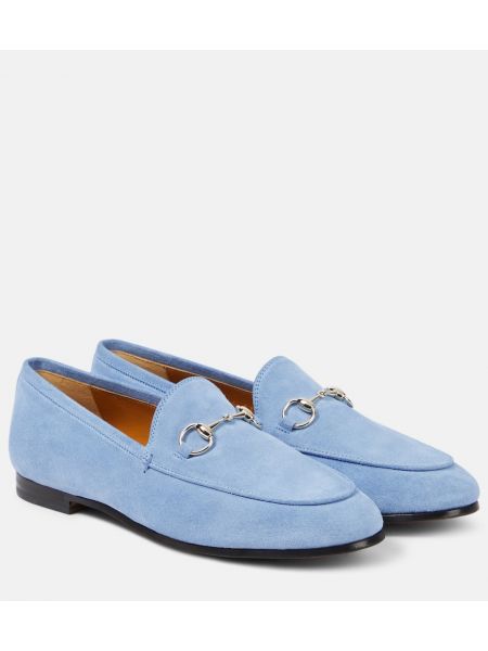 Loafers zamszowe Gucci niebieskie