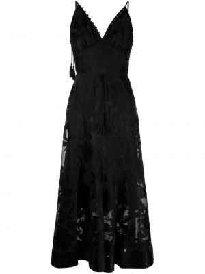 Žametna obleka iz rebrastega žameta Marchesa Rosa črna