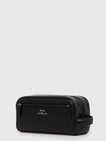 Usnjena kozmetična torbica Polo Ralph Lauren črna
