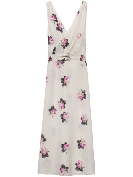Midi haljina s cvjetnim printom s printom Prada
