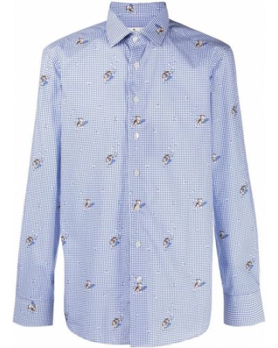 Camisa a cuadros con estampado con rayas de tigre Etro azul