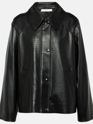 Kožená bunda z ekologickej kože Max Mara čierna