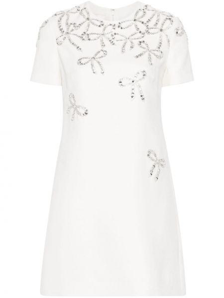 Křišťálové mini šaty Valentino Garavani bílé
