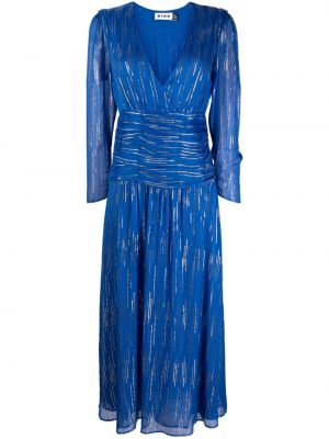Drapované midi šaty s výstřihem do v Rixo modré