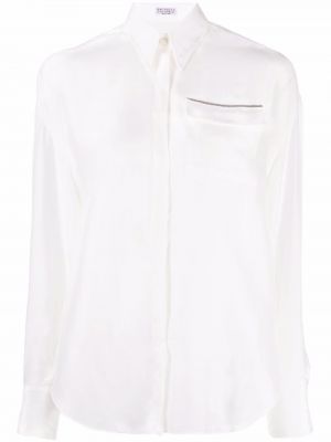 Camisa de seda con bolsillos Brunello Cucinelli blanco