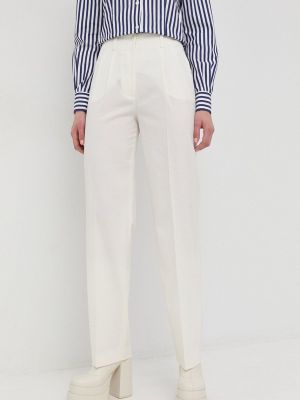 Jednobarevné kalhoty s vysokým pasem Luisa Spagnoli béžové