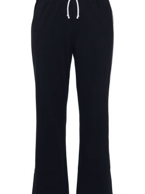 Pruhované bavlnené skinny nohavice s vysokým pásom Ulla Popken - čierna