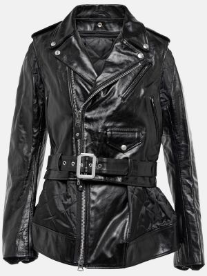 Lakovaná kožená bunda Sacai černá