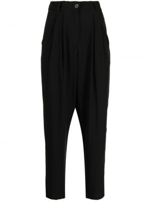 Jedwabne spodnie plisowane Eileen Fisher czarne