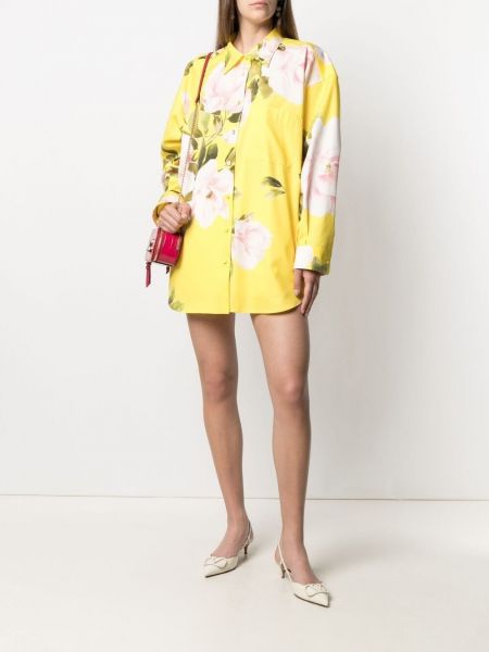 Mini kleita ar ziediem ar apdruku Valentino Garavani dzeltens