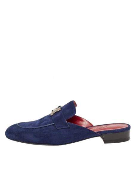 Sandały zamszowe Hermès Vintage niebieskie
