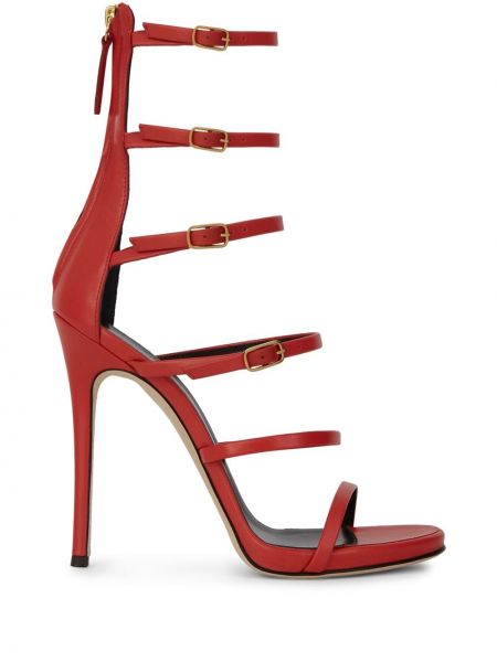 Sandale cu toc cu cataramă Giuseppe Zanotti roșu