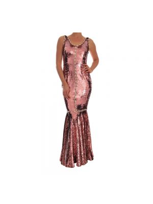 Sukienka długa z cekinami Dolce And Gabbana różowa