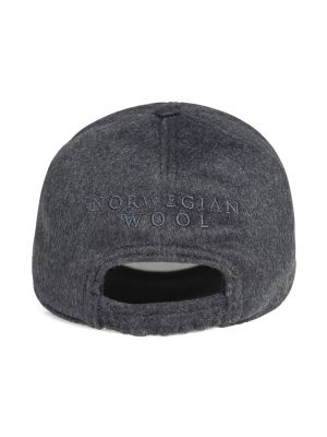 Haftowana czapka z daszkiem wełniana Norwegian Wool szara