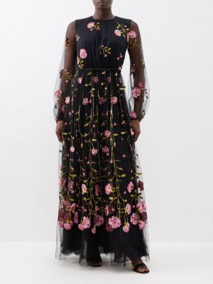 Платье с вышивкой Giambattista Valli черное