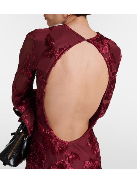 Φλοράλ φόρεμα με κέντημα από διχτυωτό Rotate μπορντό