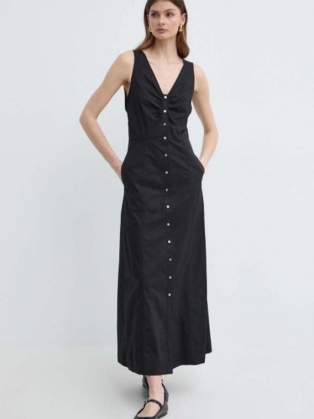 Pamut hosszú ruha Karl Lagerfeld fekete