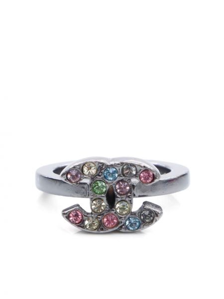 Prsten s kristalima Chanel Pre-owned srebrena