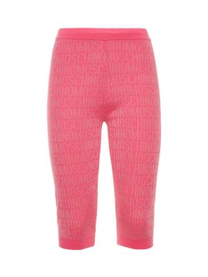 Pantalones cortos de lana de punto de tejido jacquard Moschino rosa