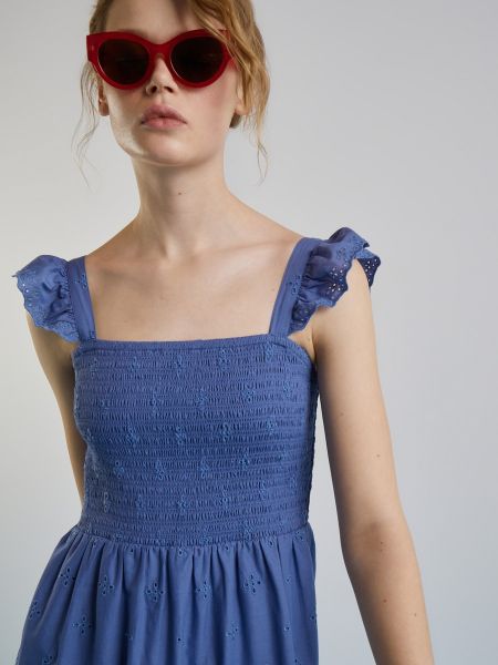 Mini vestido con bordado Easy Wear azul