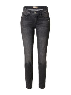 Bavlnené džínsy s rovným strihom s vysokým pásom na zips Gang - čierna