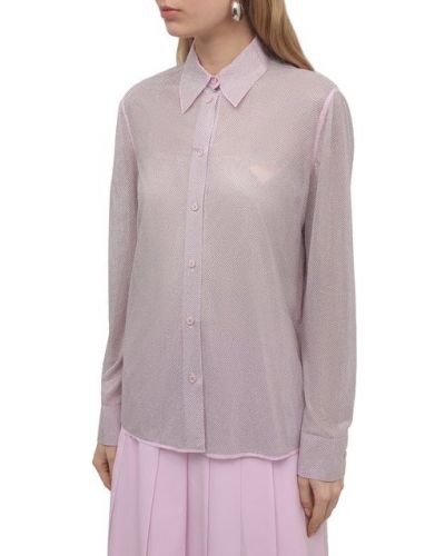 Шелковая блузка со стразами Prada розовая