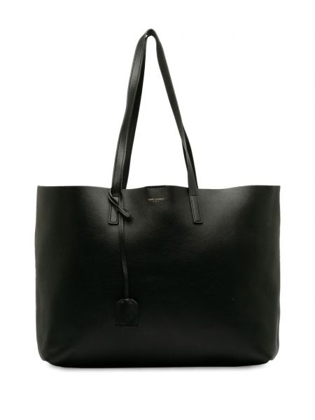 Kožená nákupná taška Saint Laurent Pre-owned čierna