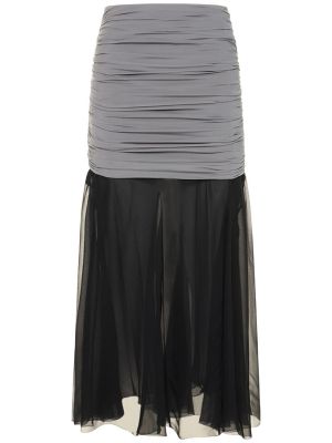 Černé šifonové hedvábné dlouhá sukně jersey Tory Burch