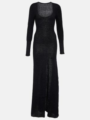 Mohérové dlouhé šaty Jacquemus černé