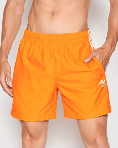 Pantaloni scurți cu dungi Adidas portocaliu