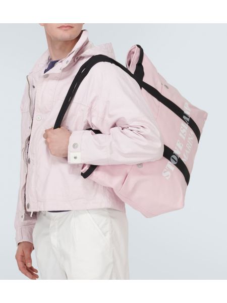 Памучни шопинг чанта Stone Island розово