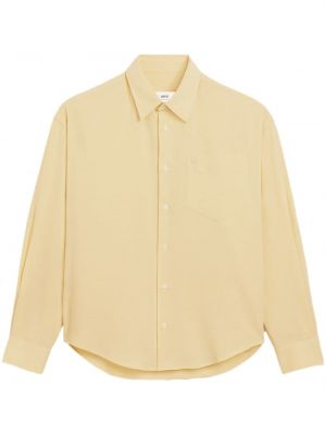Βαμβακερό πουκάμισο με κέντημα Ami Paris κίτρινο
