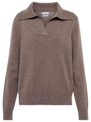 Sweter wełniany z kaszmiru Deveaux New York brązowy