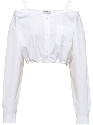 Kort blus med broderi Miu Miu vit