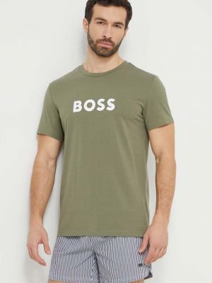 Koszulka bawełniana z nadrukiem Boss zielona