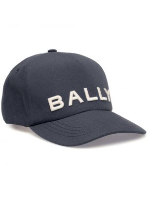 Medvilninis siuvinėtas kepurė su snapeliu Bally mėlyna