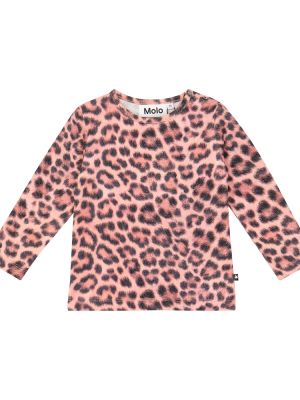 Leopard trykt bomull topp for jenter Molo rosa