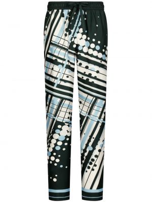 Hedvábné kalhoty s potiskem s abstraktním vzorem Dolce & Gabbana