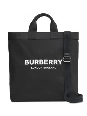 Шопинг чанта с принт Burberry черно