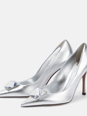 Pantofi cu toc din piele Valentino Garavani argintiu