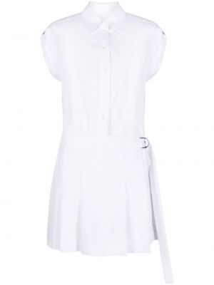 Bavlněné mini šaty s knoflíky bez podpatku Helmut Lang - bílá