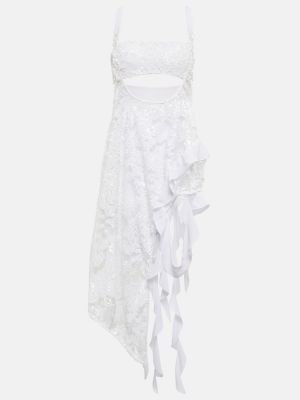 Midi suknele su blizgučiais The Attico balta