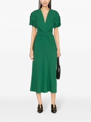 Krepové dlouhé šaty Victoria Beckham zelené