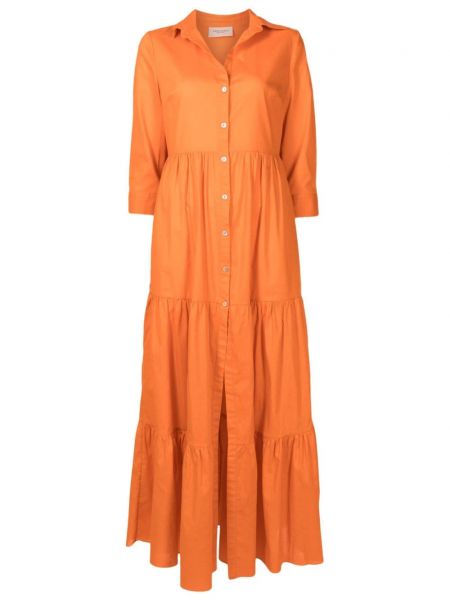 Bombažna obleka z gumbi Adriana Degreas oranžna