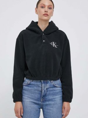 Суичър с качулка с апликация Calvin Klein Jeans черно