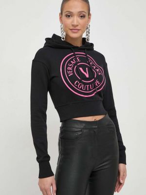 Černá bavlněná mikina s kapucí Versace Jeans Couture